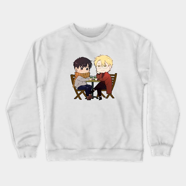 Banana Fish - Chibi Ash and Eiji at the Cafe Crewneck Sweatshirt by MykaAndSalmon